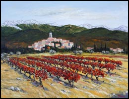 Red vineyard in Sablet