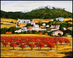 Red vineyard in Gigondas